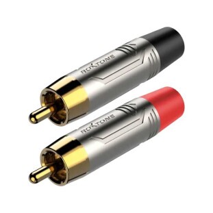 PLUG RCA ROXTONE METAL (L+R) PRETO+VERMELHO (C/2 PAR) - RF2CS-NG