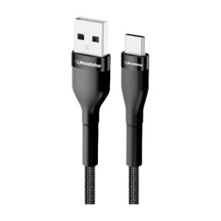 CABO USB ROADSTAR 3.0A X USB-C 1.2M PRETO REVESTIDO EM NYLON - RS-BK1.2BR A-C