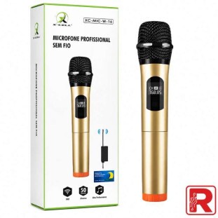MICROFONE SEM FIO SIMPLES XCELL PROFISSIONAL VHF ALCANCE 50M CHAMPAGNE - XC-MIC-W-16