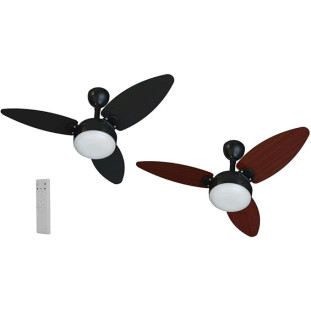 VENTILADOR DE TETO VENTISOL ELLUZ INVERTER BIVOLT 3 PAS DUPLAFACE PRETO/ TABACO COM C/R - 11186