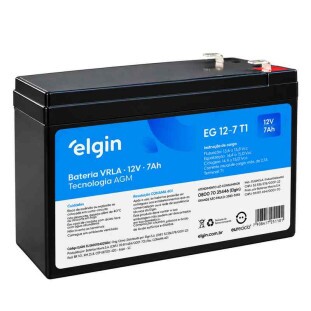 BATERIA SELADA ELGIN VRLA 12V 7AH PARA NOBREAK (EG 12-7 T1) - 82293