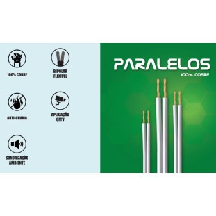 CABO PARALELO CONDUTTI FLEXIVEL POLARIZAÇAO EM RELEVO BRANCO 2X20 2X0,30MM (100M) - 7899658700140