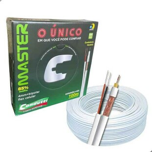 CABO COAXIAL CONDUTTI 4MMCEL+BIPOLAR (F) 75 OHM MASTER 85% NU CFTV 2X26 AWG BRANCO (100M) - 7899658704605