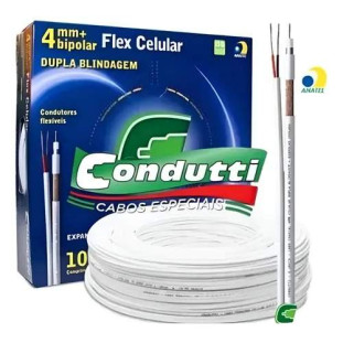 CABO COAXIAL CONDUTTI 4MMCEL+BIPOLAR (F) 75 OHM DUPLA BLINDAGEM 66% NU CFTV 2X26 AWG BRANCO (100M) - 7899658701123