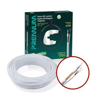 CABO COAXIAL CONDUTTI 5MMCEL HD+BIPOLAR (S) 75 OHM DB NU CFTV 2X20 AWG BRANCO (100M) - 7899658704889