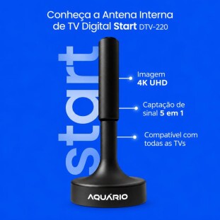 ANTENA DIGITAL AQUARIO INTERNA UHF/HDTV CABO 2,5M START - DTV-220