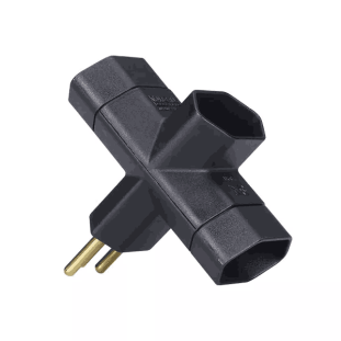 ADAPTADOR BENJAMIM MARGIRIUS TIPO T 10A TRIPOLAR 2P+T PRETO ADP2-34 - 15621