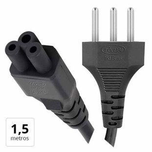 CABO DE ENERGIA FORUSI 10A TRIPOLAR PARA NOTEBOOK 3X0,50MM 1,5M - 16.9.71.1086.18