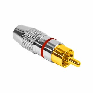 PLUG RCA 6MM PROFISSIONAL METAL ANEL VERMELHO COM PONTA GOLD - PGRC0013