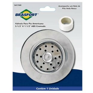 VALVULA PARA PIA AMERICANA BRASFORT 3.1/2" X 1.1/2'' ABS CROMADO - 7469 - FR