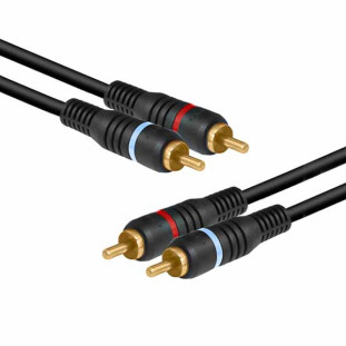 STORM CABO RCA 4MM 2+2 C/ FIO TERRA E PLUG DOURADO RETO/RETO 5M PRETO - CBRC0004