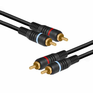 STORM CABO RCA 5MM 2+2 C/ FIO TERRA E PLUG DOURADO RETO/RETO 5M PRETO - CBRC0012