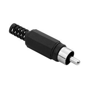 PLUG RCA PLASTICO PRETO COM PROTETOR DE CABO - XDL072