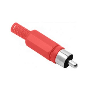 PLUG RCA PLASTICO VERMELHO COM PROTETOR DE CABO - XDL073