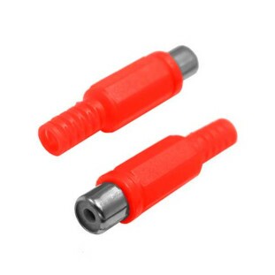 PLUG RCA FEMEA PLASTICO VERMELHO COM PROTETOR DE CABO - XDL075