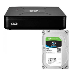 GS0467 - DVR GIGA 720P HD 8 CANAIS 1080N OPENHD LITE COMPRESSAO H.264 COM HD SEAGATE 1TB SKYHAWK - GS0085 - FR