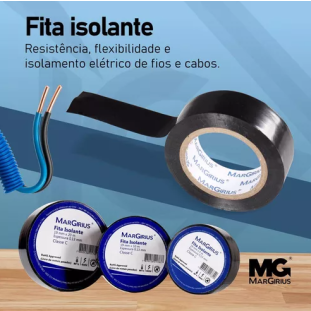 FITA ISOLANTE MARGIRIUS 5M X 19MM ESPESSURA 0,13MM CLASSE C - 21782