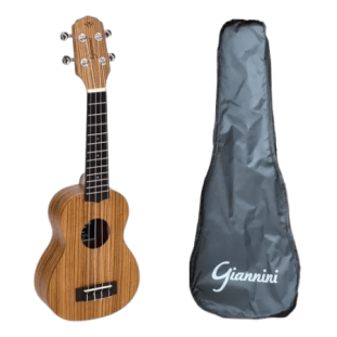 UKULELE SOPRANO GIANNINI ACOUSTIK GUK-21 ZEBRA WOOD (ZW) COM BAG - 23955