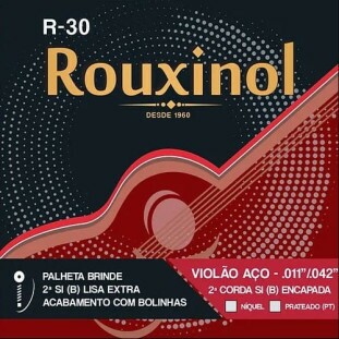 ENCORDOAMENTO PARA VIOLAO AÇO 6 CORDAS ROUXINOL ENCAPADA C/ NIQUEL (.011 - .042) - R30