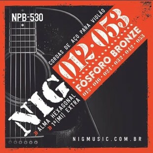 ENCORDOAMENTO PARA VIOLAO AÇO 6 CORDAS NIG FOSFORO BRONZE  (.012 - .053) - NPB530