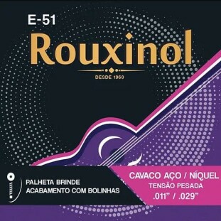 ENCORDOAMENTO PARA CAVAQUINHO ROUXINOL AÇO ELETRICO/ACUSTICO C/ BOLINHA (.011 - .029) TENSAO ALTA - E51