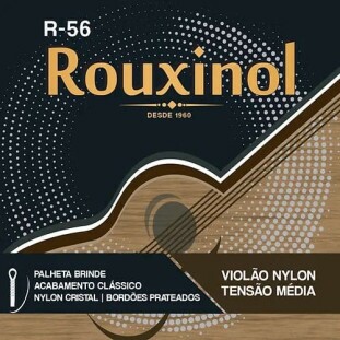 ENCORDOAMENTO PARA VIOLAO NYLON 6 CORDAS ROUXINOL CRISTAL/PRATEADA TENSAO MEDIA - R56