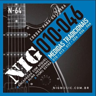 ENCORDOAMENTO PARA GUITARRA TRADICIONAL 6 CORDAS NIG (.010 - .046) - N64