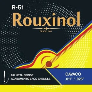 ENCORDOAMENTO PARA CAVAQUINHO ROUXINOL AÇO TRADICIONAL C/ CHENILLE (.011 - .026) TENSAO MEDIA - R51