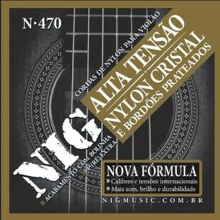 ENCORDOAMENTO PARA VIOLAO NYLON 6 CORDAS NIG CRISTAL/METAL PRATEADO TENSAO ALTA - N470