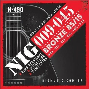 ENCORDOAMENTO PARA VIOLAO AÇO 6 CORDAS NIG BRONZE 85/15 (.009 - .045) - N490