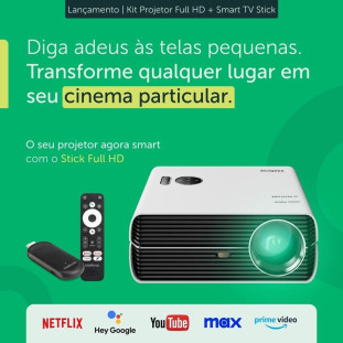 PROJETOR INTELBRAS FULL HD 3800 LUMENS 40 A 150 POLEGADAS + SMART BOX TV STICK PFLS410 - 4290054