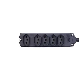 MARGIRIUS REGUA 5 TOMADA MULTIPLA TRIPOLAR 2P+T 20A / 10A 250V TMU5-320 PRETO - 17773 - FR