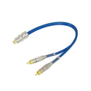 STORM CABO Y PROFISSIONAL 5MM 2 RCA MACHO X 1 RCA FEMEA 20CM AZUL - CBAY0014
