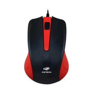 MOUSE OFFICE C3TECH USB 1000DPI PRETO/VERMELHO - MS-20RD