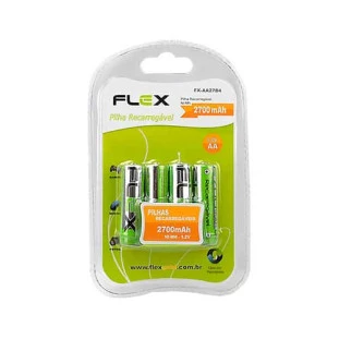 PILHA RECARREGAVEL FLEX GOLD AA 1,2V 2700MAH C/4 - FX-AA27B4