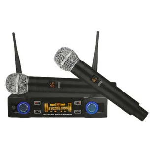 MICROFONE SEM FIO DUPLO SOUNDPRO DIGITAL LCD PROFISSIONAL UHF 32 CANAIS 673.1MHZ A 689.1MHZ PRETO - SP602 - FR