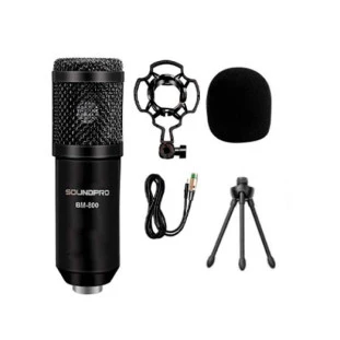 MICROFONE CONDENSADOR SOUNDPRO PROFISSIONAL PARA ESTUDIO KIT 5 PEÇAS - BM800 - FR