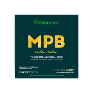 ENCORDOAMENTO PARA VIOLAO NAILON 6 CORDAS GIANNINI MPB FOSFORO BRONZE GENWG CRISTAL-OURO MEDIA - 5932