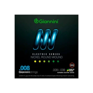 ENCORDOAMENTO PARA GUITARRA GIANNINI NICKEL ROUND WOUND GEEGST8 (.008 - .038) - 5955