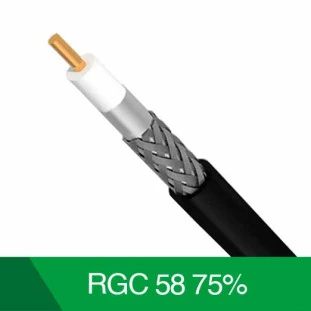 CABO COAXIAL CABLETECH RGC58 50R COM 75% DE MALHA PRETO RIGIDO (CAIXA 100M) - 804137500P00CB11