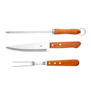 KIT CHURRASCO 3 PEÇAS (CHAIRA + GARFO + FACA 7 POL) UP HOME - UD230 - FR
