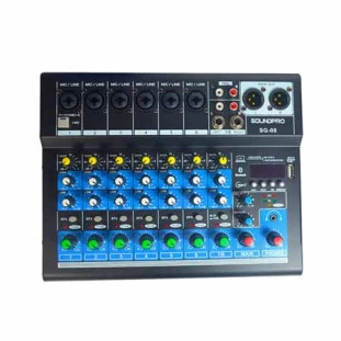 MESA DE SOM SOUNDPRO 6 CANAIS MONO + 1 STEREO COM BLUETOOTH/ EFEITO/ USB PLAYER/ PHANTOM POWER BIVOLT - SG08 - FR