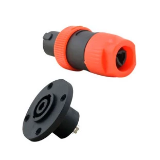 PLUG SPEAKON 4 VIAS CONJUNTO MACHO FEMEA YSR1247 YSR1242 PRETO E LARANJA - 064.0001.00297