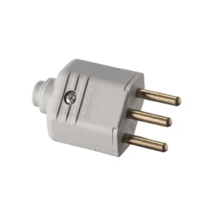 PLUGUE 10A 3 PINOS MARGIRIUS CINZA PLD1-3 (C/10) - 17497