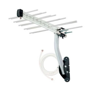 ANTENA UHF DIGITAL AQUARIO LOG EXTERNA 20 ELEMENTOS POP COM SUPORTE E CABO 10M 12DBI (COM PASSA CABO) - LU-20 PLUS