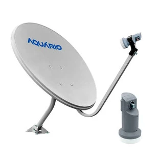 KIT ANTENA BANDA KU AQUARIO OFFSET 60CM DTH-60 + LNBF BANDA KU AQUARIO UNIVERSAL SIMPLES 60DB - DTH-01 - FR