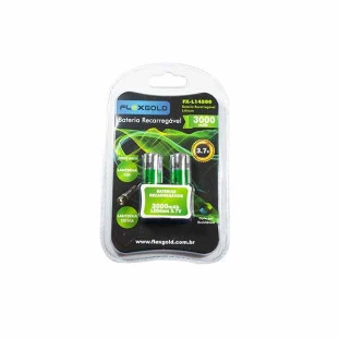 BATERIA RECARREGAVEL FLEX GOLD LITIO ION 14500 3.7V 3000MAH C/2 - FX-L14500