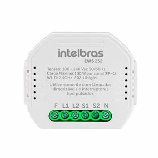 MINICONTROLADOR INTELBRAS DIMMER SMART WI-FI PARA 2 INTERRUPTORES EWS 252 - 4850032 - FR