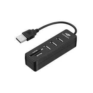 HUB USB C3TECH 2.0 3 PORTAS COM LEITOR DE CARTAO SD/ MICRO SD HU-L200BK - 313020470100 - FR