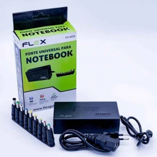 FONTE CHAVEADA UNIVERSAL FLEX GOLD PARA NOTEBOOK 100W 12-24V 9 PLUGUES INCLUIDO HP/ DELL - FX-505A